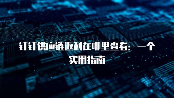钉钉供应链返利在哪里查看:一个实用指南