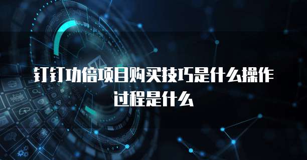 钉钉功倍项目购买技巧是什么操作过程是什么