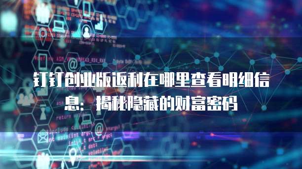 钉钉创业版返利在哪里查看明细信息:揭秘隐藏的财富密码