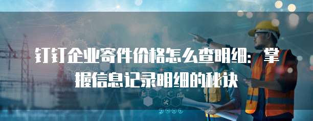 钉钉企业寄件价格怎么查明细:掌握信息记录明细的秘诀