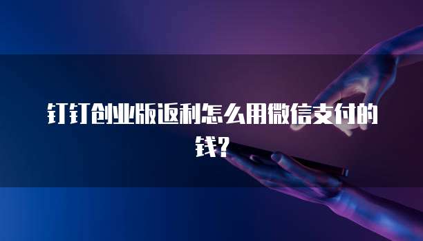 钉钉创业版返利怎么用微信支付的钱?