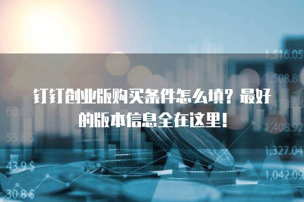 钉钉创业版购买条件怎么填?最好的版本信息全在这里!