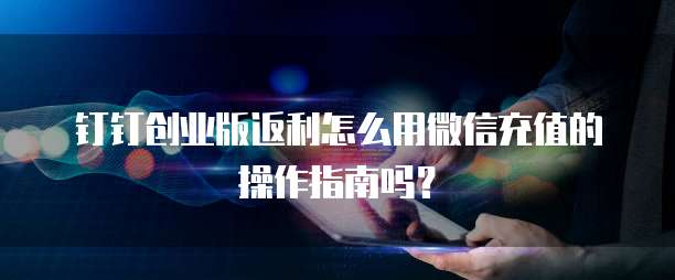 钉钉创业版返利怎么用微信充值的操作指南吗？