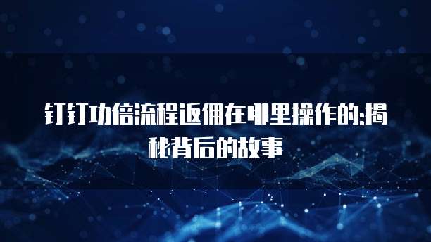 钉钉功倍流程返佣在哪里操作的:揭秘背后的故事