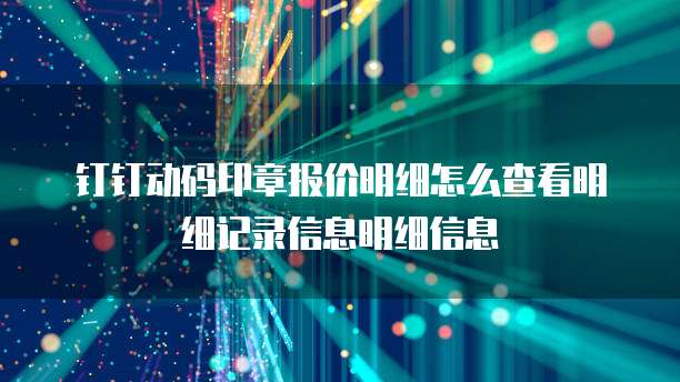 钉钉动码印章报价明细怎么查看明细记录信息明细信息