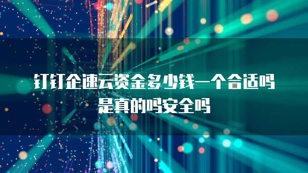 钉钉企速云资金多少钱一个合适吗是真的吗安全吗