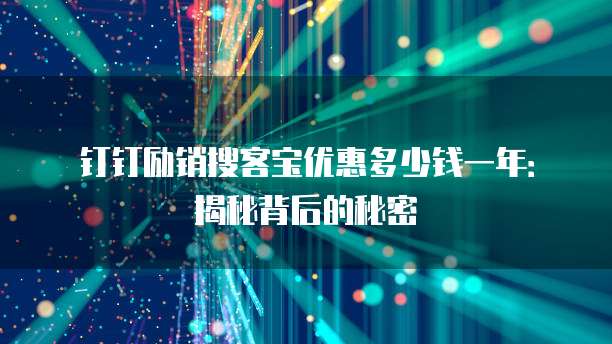 钉钉励销搜客宝优惠多少钱一年:揭秘背后的秘密