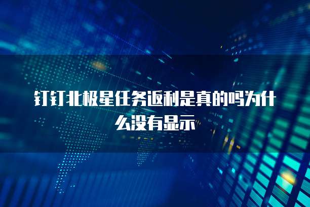 钉钉北极星任务返利是真的吗为什么没有显示