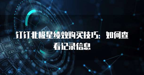 钉钉北极星绩效购买技巧:如何查看记录信息