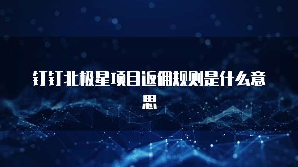 钉钉北极星项目返佣规则是什么意思