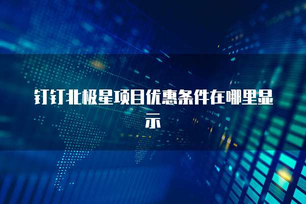 钉钉北极星项目优惠条件在哪里显示