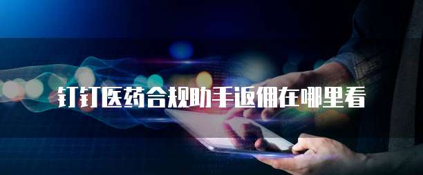 钉钉医药合规助手返佣在哪里看
