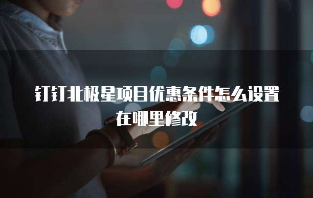 钉钉北极星项目优惠条件怎么设置在哪里修改