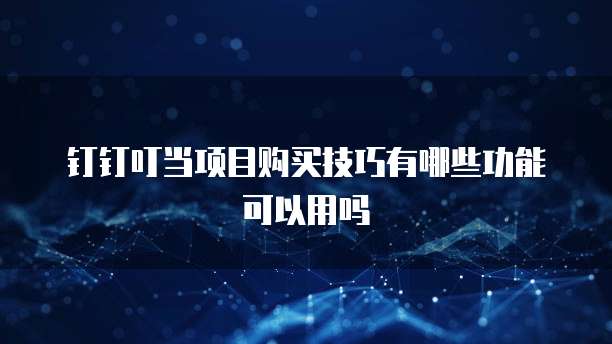 钉钉叮当项目购买技巧有哪些功能可以用吗