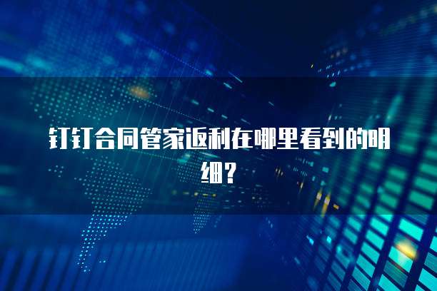 钉钉合同管家返利在哪里看到的明细?