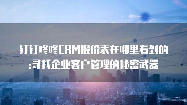 钉钉咚咚CRM报价表在哪里看到的:寻找企业客户管理的秘密武器
