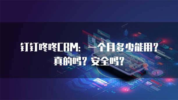 钉钉咚咚CRM:一个月多少能用?真的吗?安全吗?