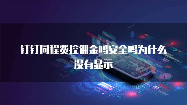 钉钉同程费控佣金吗安全吗为什么没有显示