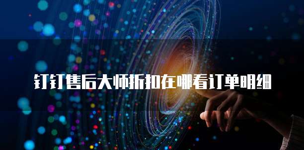 钉钉售后大师折扣在哪看订单明细