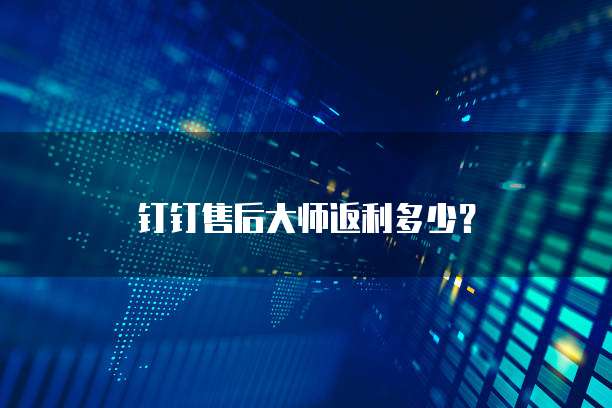 钉钉售后大师返利多少?