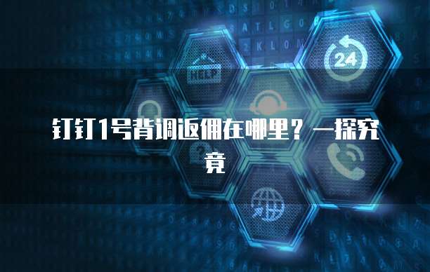 钉钉1号背调返佣在哪里?一探究竟