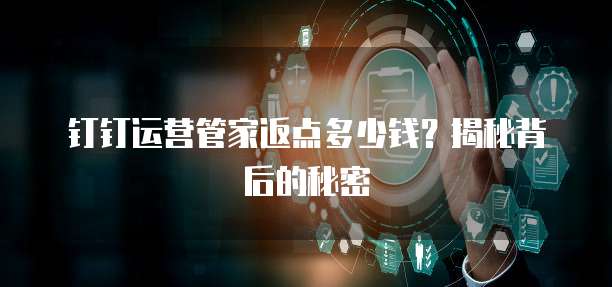 钉钉运营管家返点多少钱?揭秘背后的秘密