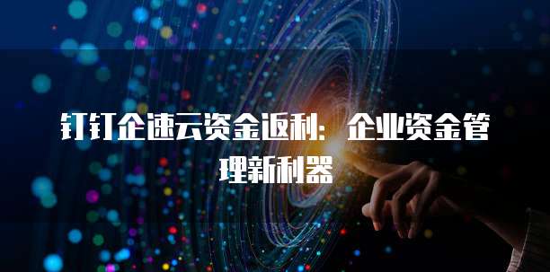 钉钉企速云资金返利:企业资金管理新利器
