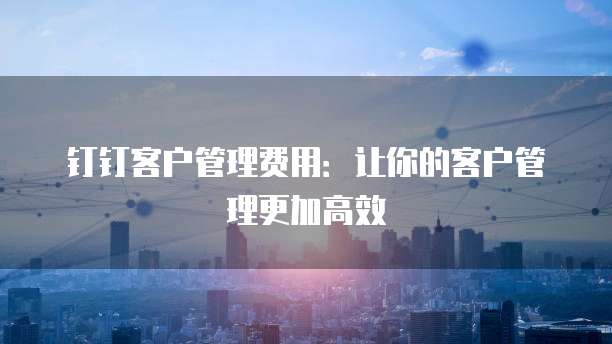 钉钉客户管理费用：让你的客户管理更加高效