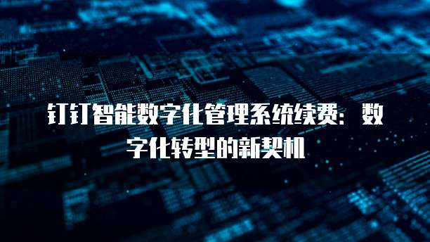 钉钉智能数字化管理系统续费:数字化转型的新契机