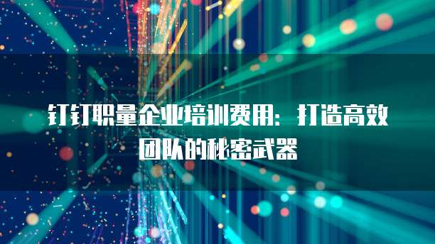 钉钉职量企业培训费用:打造高效团队的秘密武器
