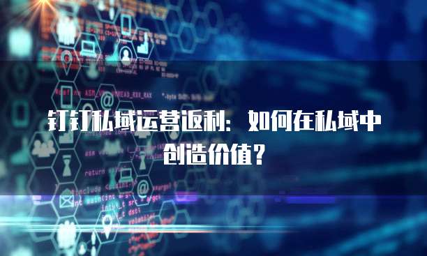 钉钉私域运营返利:如何在私域中创造价值?