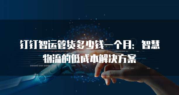 钉钉智运管货多少钱一个月:智慧物流的低成本解决方案