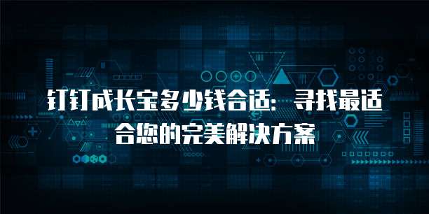 钉钉成长宝多少钱合适:寻找最适合您的完美解决方案