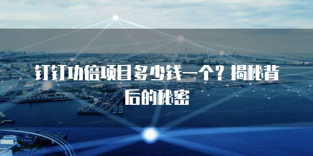 钉钉功倍项目多少钱一个?揭秘背后的秘密