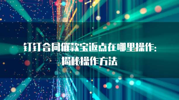 钉钉合同催款宝返点在哪里操作:揭秘操作方法