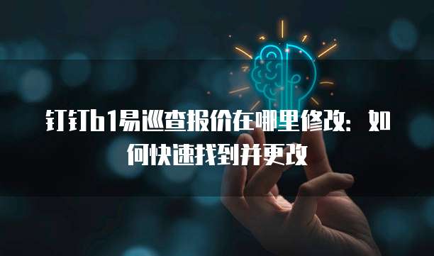 钉钉b1易巡查报价在哪里修改:如何快速找到并更改