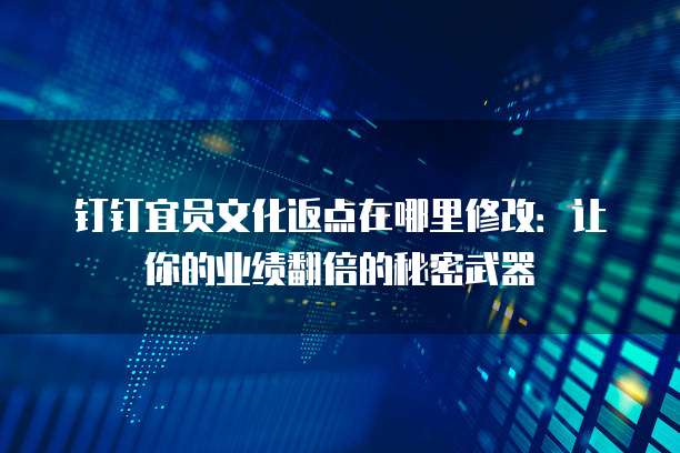 钉钉宜员文化返点在哪里修改:让你的业绩翻倍的秘密武器