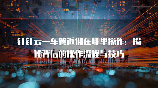 钉钉云一车管返佣在哪里操作:揭秘背后的操作流程与技巧