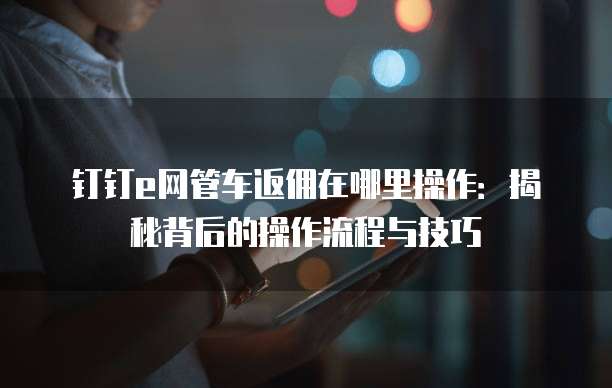 钉钉e网管车返佣在哪里操作:揭秘背后的操作流程与技巧