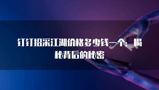 钉钉招采江湖价格多少钱一个:揭秘背后的秘密