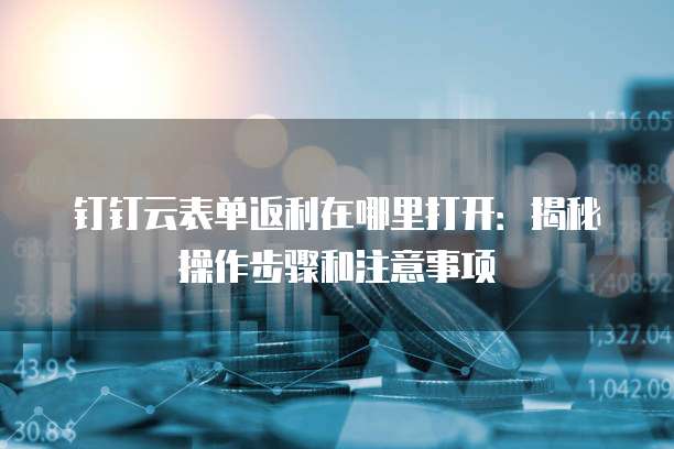 钉钉云表单返利在哪里打开:揭秘操作步骤和注意事项