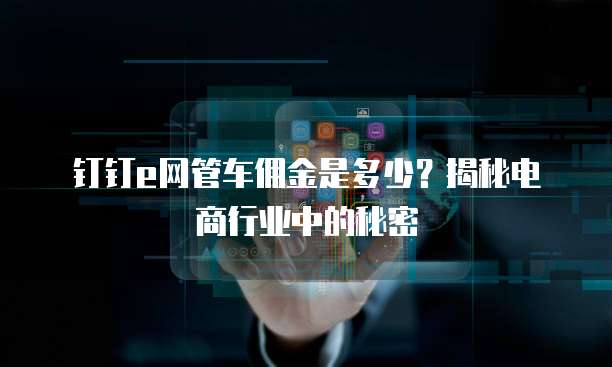 钉钉e网管车佣金是多少?揭秘电商行业中的秘密