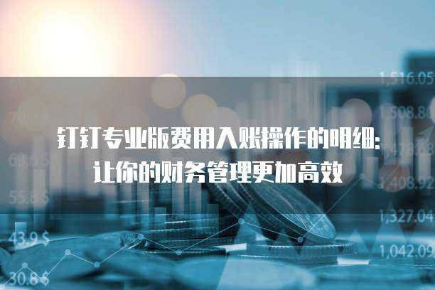 钉钉专业版费用入账操作的明细: 让你的财务管理更加高效