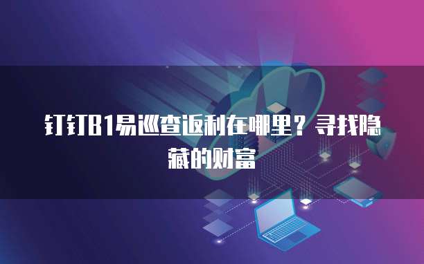 钉钉B1易巡查返利在哪里?寻找隐藏的财富