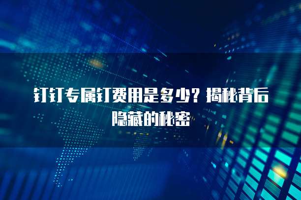 钉钉专属钉费用是多少？揭秘背后隐藏的秘密
