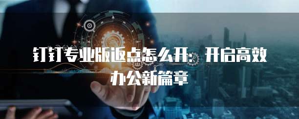 钉钉专业版返点怎么开:开启高效办公新篇章