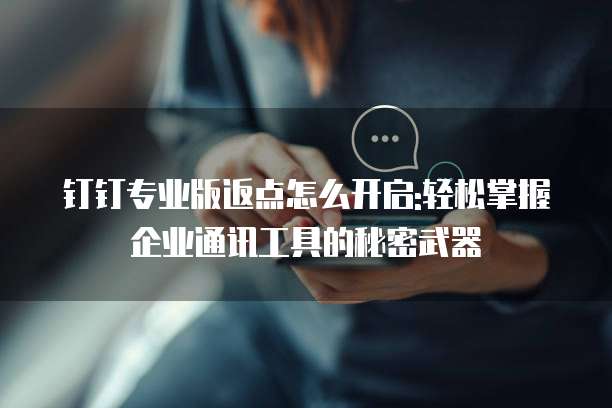 钉钉专业版返点怎么开启:轻松掌握企业通讯工具的秘密武器