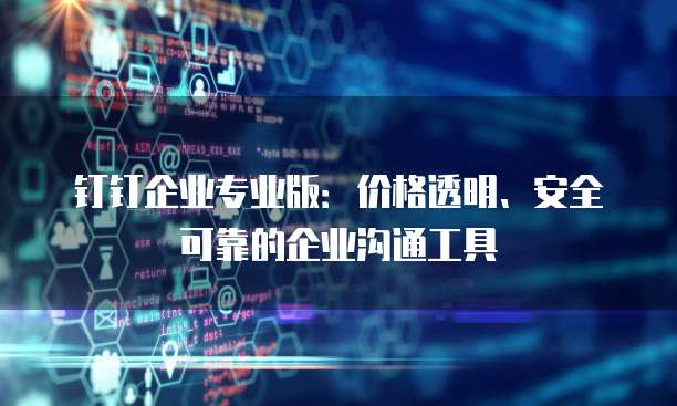 钉钉企业专业版:价格透明、安全可靠的企业沟通工具