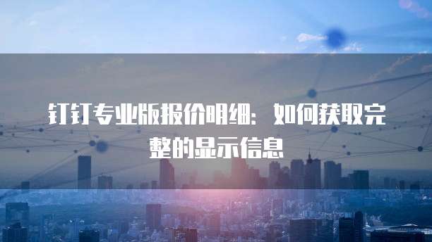 钉钉专业版报价明细:如何获取完整的显示信息