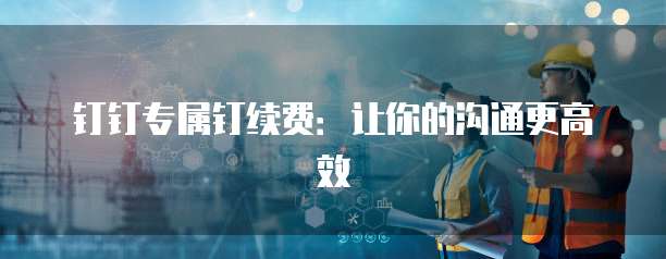 钉钉专属钉续费:让你的沟通更高效